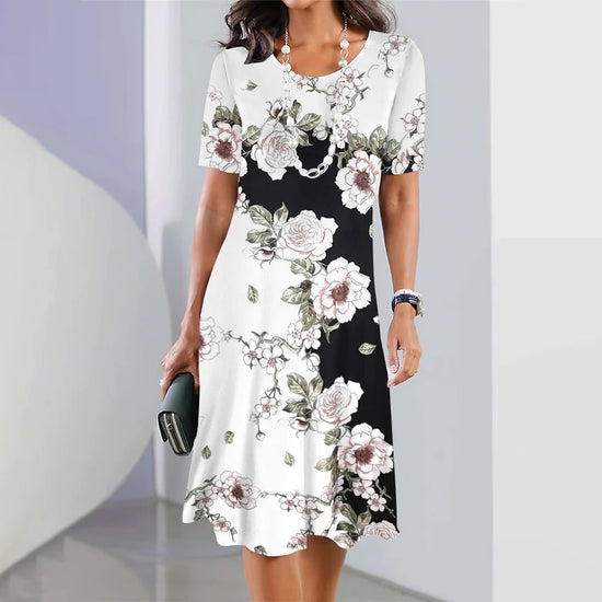 2024 New Patchwork Floral Print Women's Dresses Female Elegant Midi Dresses Summer Plus Size Women's Clothing Free Shipping SS69 17.69 AM01-DY25522 / XL