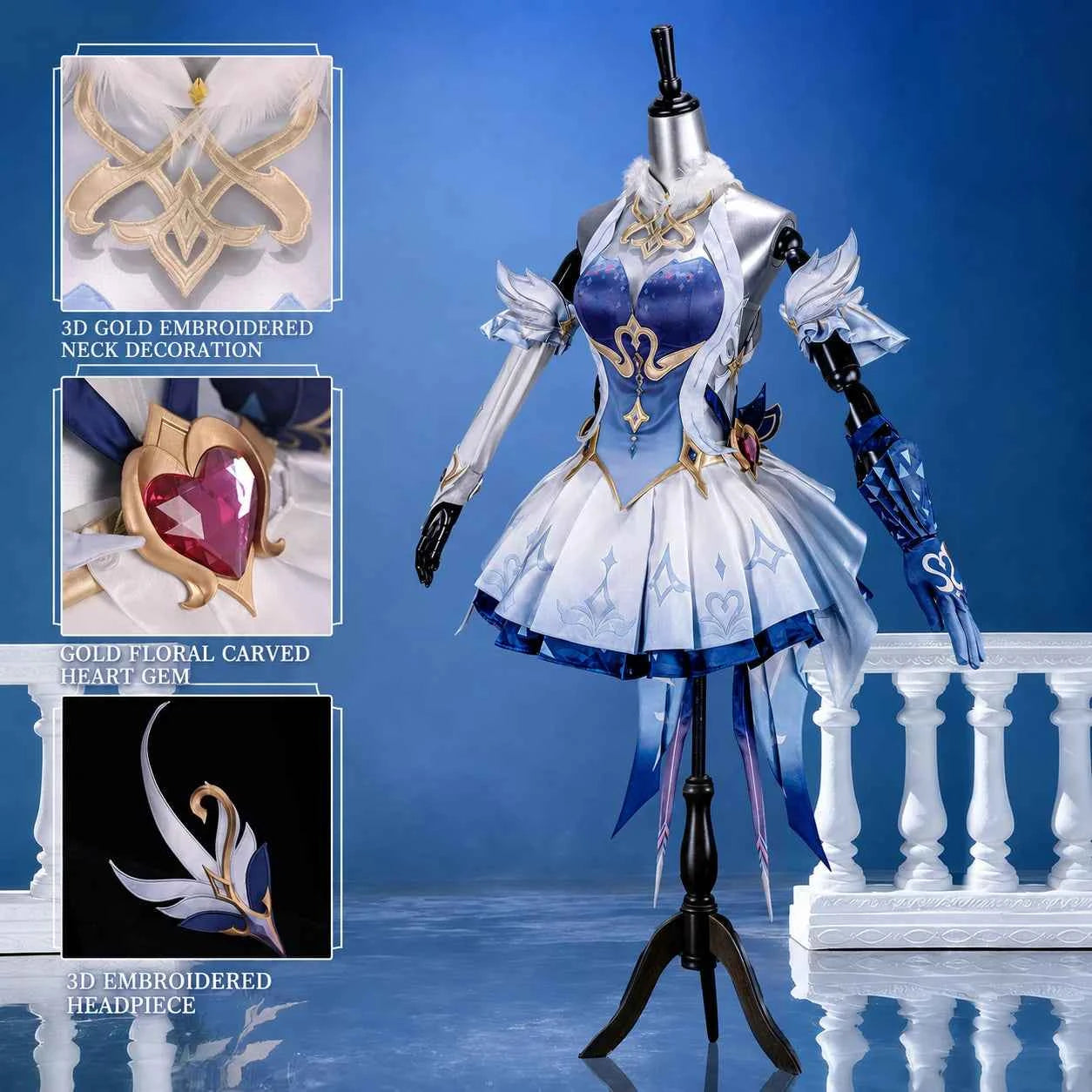 Genshin Impact Odette Cosplay Costume Women Fantasy Ballerina Dress Anime Game Role Play Convention Halloween Party Outfit Set