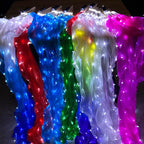 150cm Long Silk Veil Fan With LED Light Bamboo Silk Fan Practice and Stage Performance Dance Costumes Belly Dance Accessories SS69