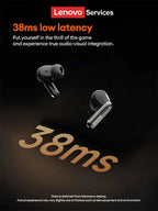 Lenovo LE208 TWS Bluetooth 6.0 Wireless Leather Earphones Stereo ENC Noise Cancelling Headphone 38ms Low Latency Gaming Headset