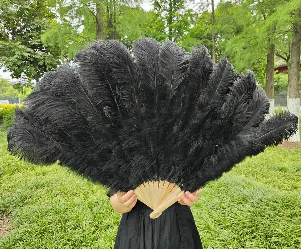 Large Ostrich Feather Fan 130cm - Carnival & Stage Performance