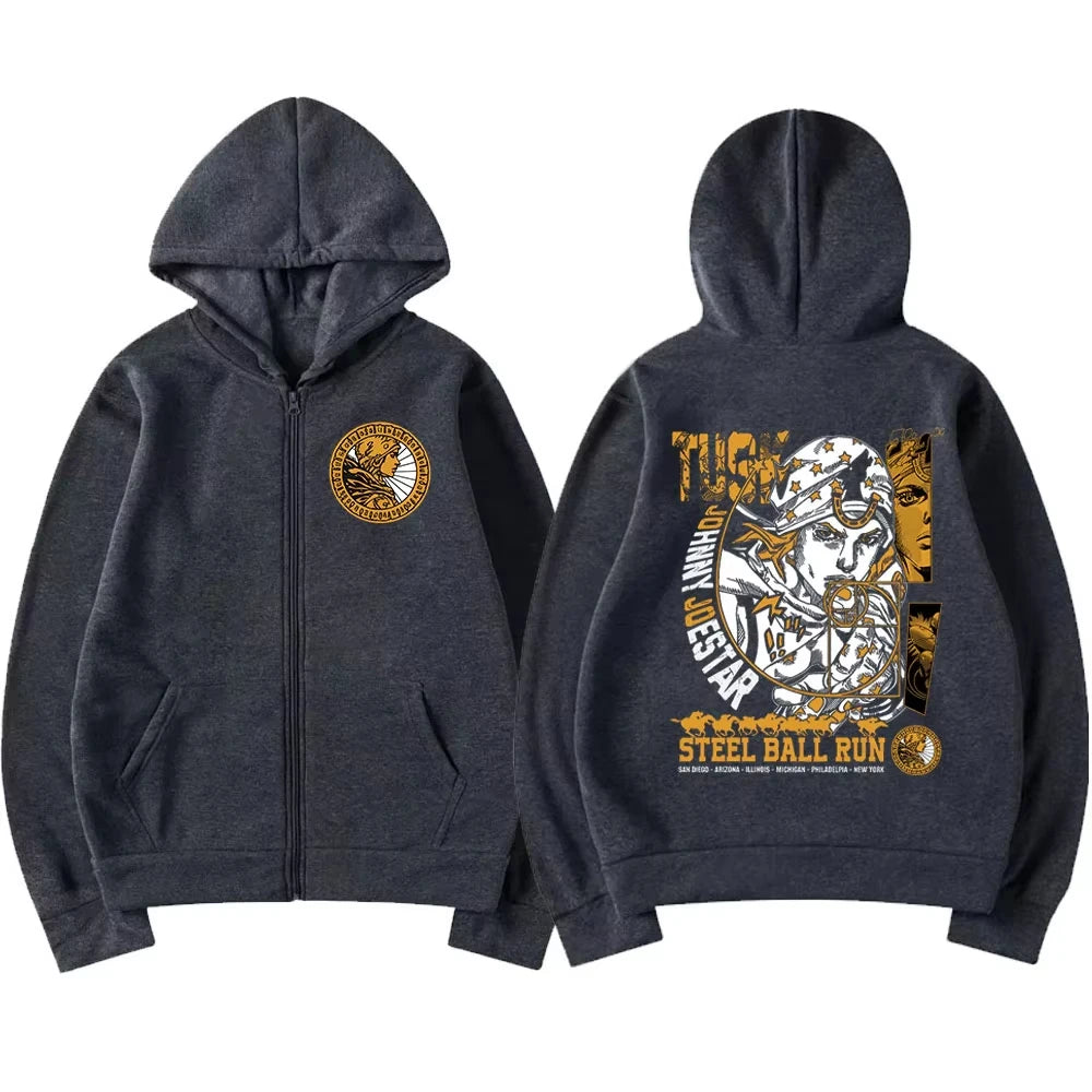 JoJo's Bizarre Adventure Johnny Joestar Cotton Zip Up Hoodie Sweatshirt
