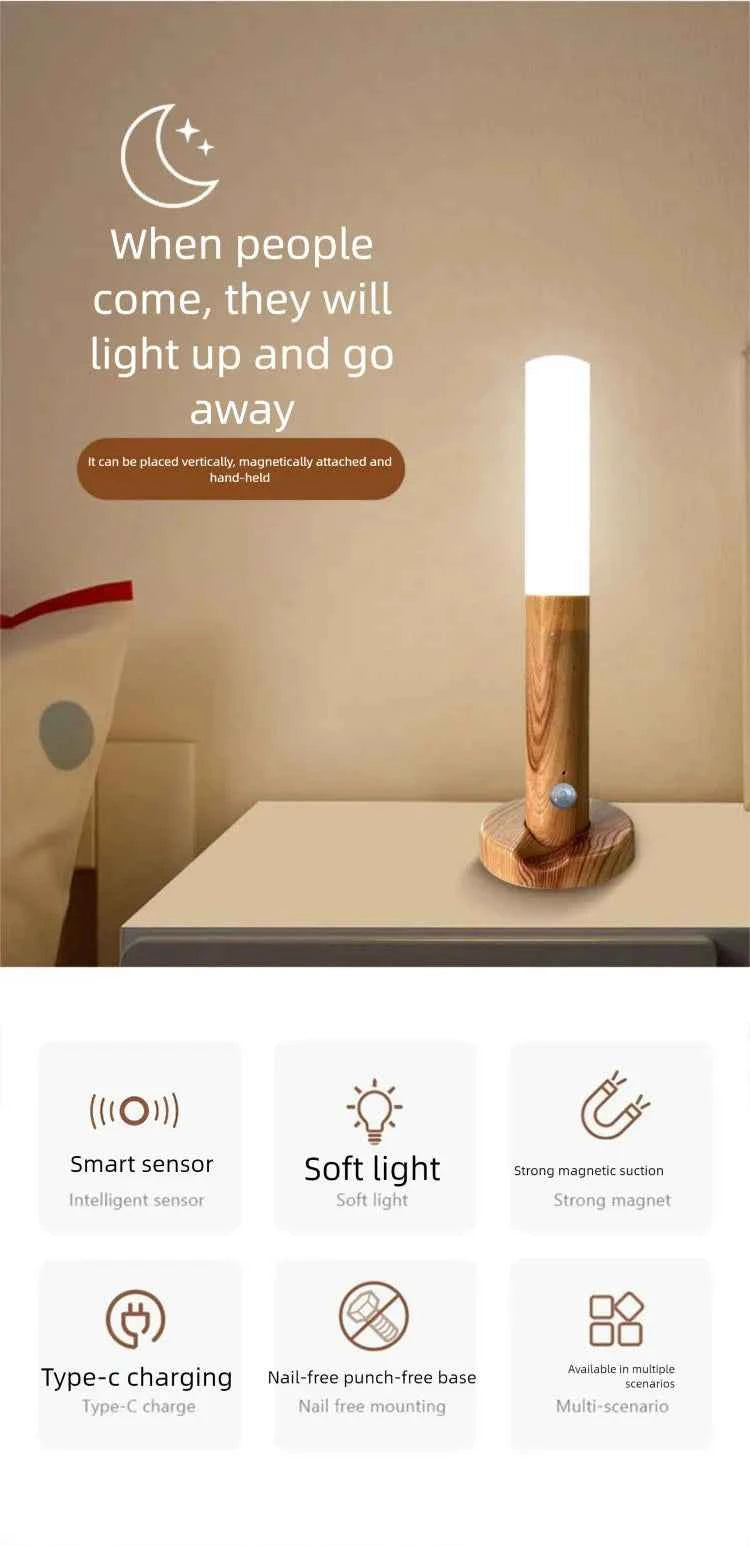 LED Night Light USB Charging Intelligent Human Induction For Bedside Cabinet Home Wardrobe Lighting Motion Sensor Light Led Lamp