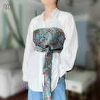 Traditional Japanese Kimono Yukata Obi Belt Crane Floral Printed Haori Belt Brocade Jacquard Waistband Shirt  Decor Accessories