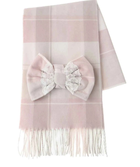Japanese Liz New Lazy Wind Girls Sweet Plaid Lace Bow Scarf Soft Warm Women's Winter Lolita Scarf