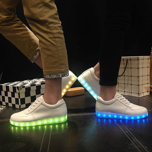 Comemore 2022 Adult Unisex Womens Mens Kid Luminous Sneakers Glowing USB Charge Boys LED Colorful Light-up Shoes Girls Footwear SS69