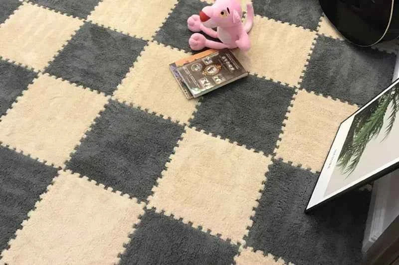 30*30CM Soft Plush Children Kids Rug Play Mat Puzzle Carpet Warm Playmat Interlocking Exercise Tiles Floor Carpet Decoration Mat