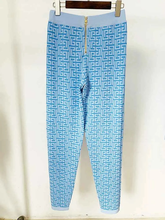 HIGH STREET Newest 2025 Designer Fashion Women's Geometric Monogram Jacquard Knit Pullover Sweater