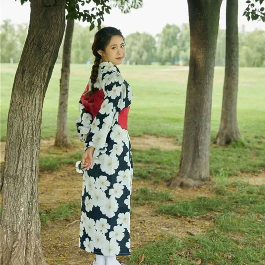 Printed Floral Traditional Japanese Kimono Elegance Asian Sakura Girl Kimono Dress Japanese Style New