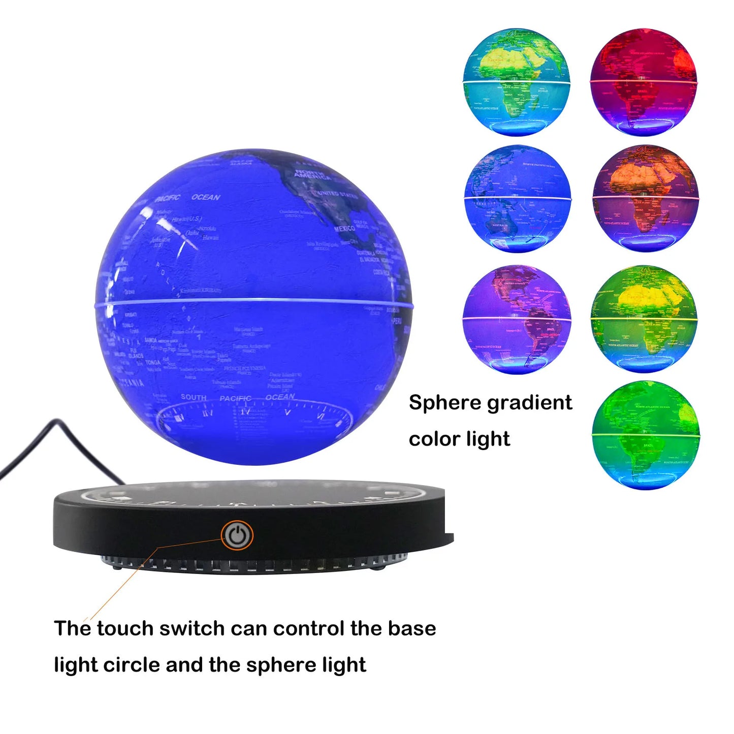 SS69 6-Inch Magnetic Levitating World Globe with RGB Lights for Office Decor