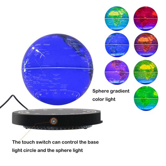 SS69 6-Inch Magnetic Levitating World Globe with RGB Lights for Office Decor