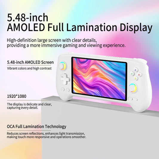 ANBERNIC RG557 Retro Handheld Game Console 5.48 Inch AMOLED Screen Handheld Emulator Android 14 System Dimensity 8300 Processor
