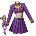 Anime JOJO's Bizarre Adventure Golden Wind Giorno Giovanna Cosplay Costume Sexy Purple Skirts Crop Top and Mini Skirts Party Set