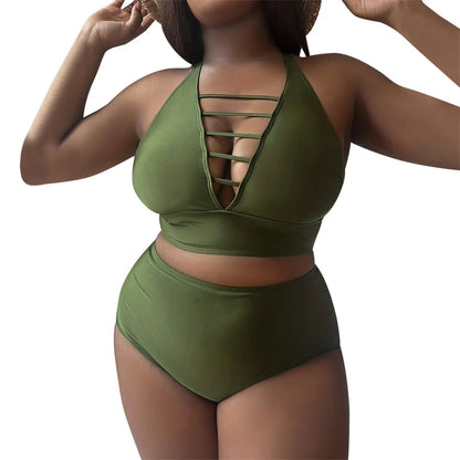 Plus Size Swimsuit Women Big Breast Bikini Set 2024 Sexy Two Pieces Bikinis High Waisted Swimwear Brazilian Bathing Suit SS69