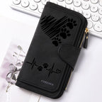 ZeAiLi Long PU Leather Clutch Wallet with Animal Paw & Butterfly Print