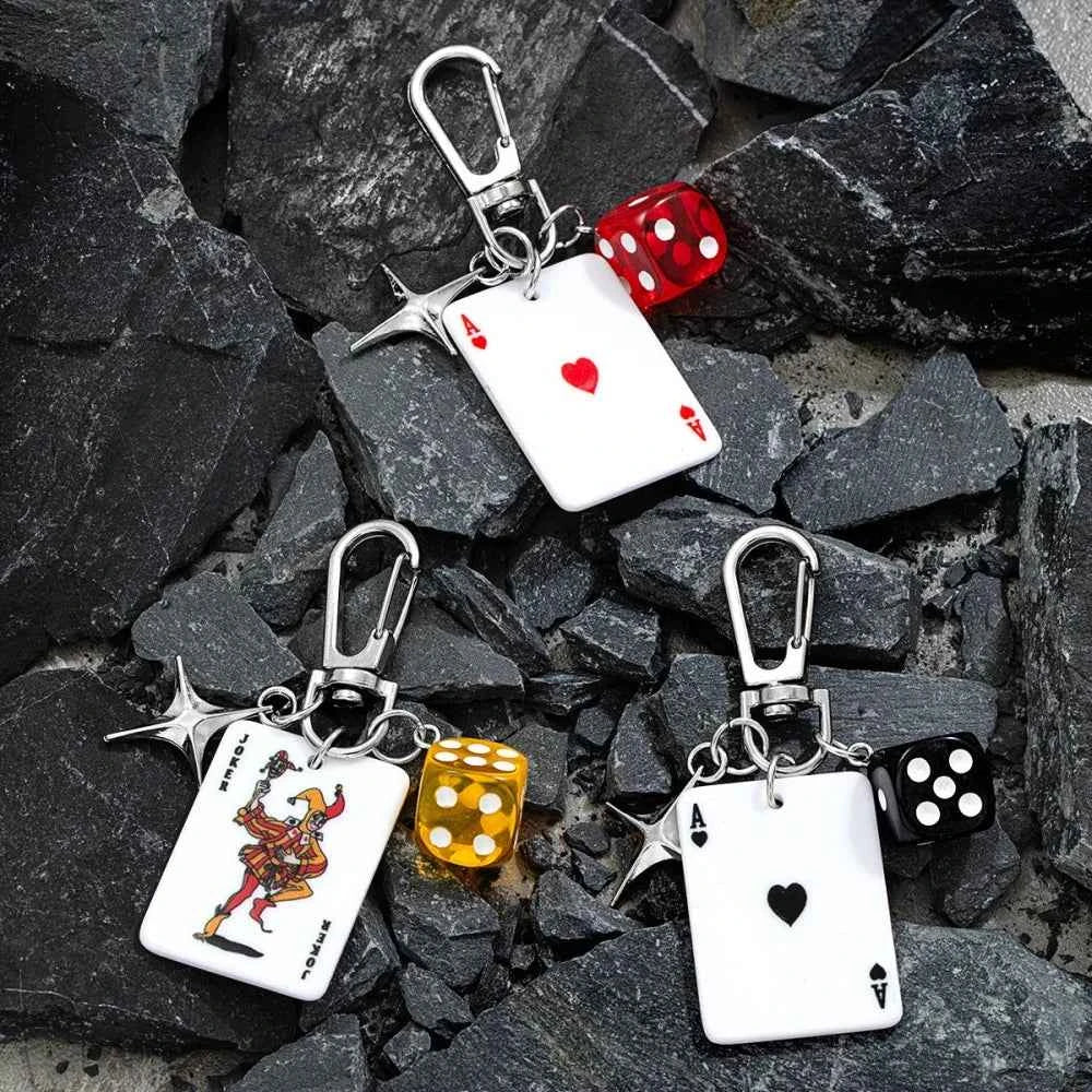 1pc Poker Dice Star Keychain, Retro Cool Style, Suitable for Bag Charm / Key Decoration / Personalized Accessory