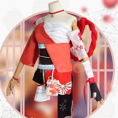 Genshin Impact Yoimiya Cosplay Costume Adult Carnival Uniform Wig Anime Halloween Party Costumes Masquerade Women Game SS69