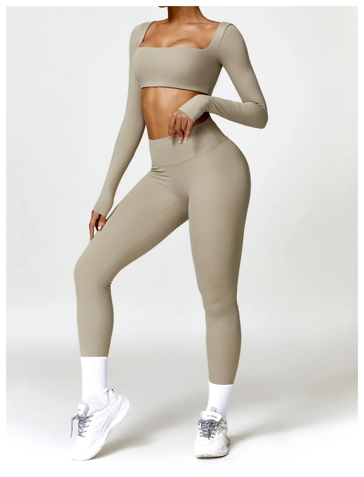 2PCS Yoga Suit Sports Set Women Quick-Drying Gym Set Women Tracksuit Running Workout Long Sleeve Sports Shirt Yoga Clothing SS69