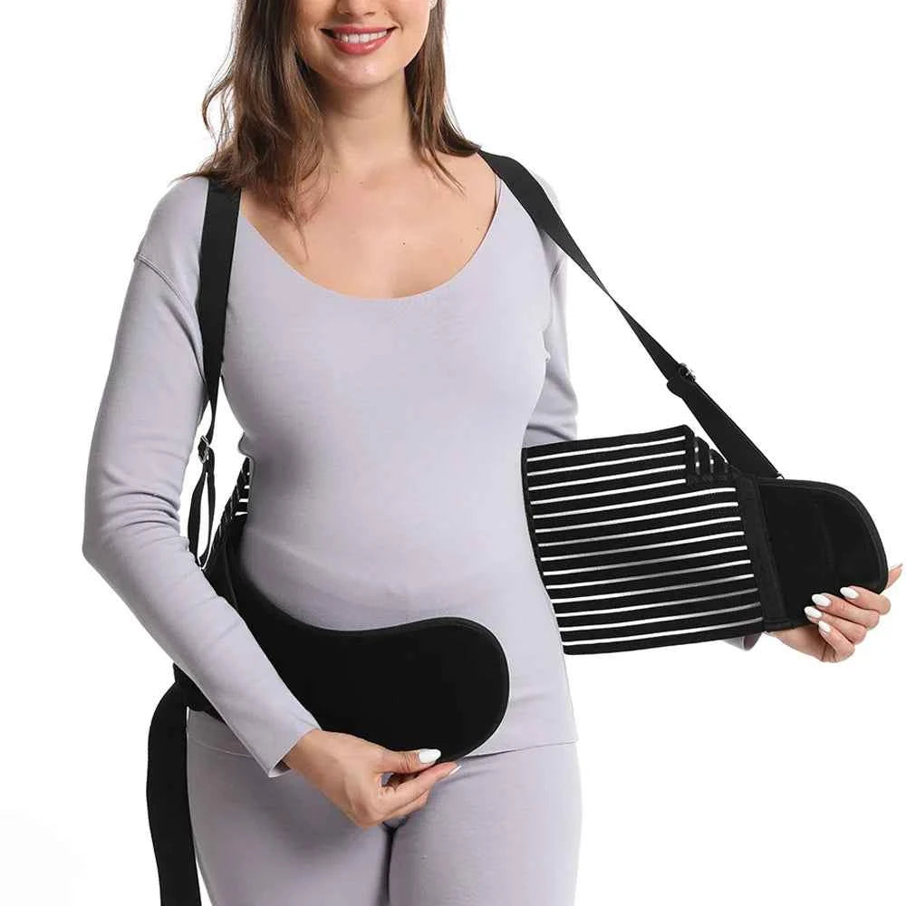Double Support Back Abdomen Brace Shoulder Strap Lumbar Adjustable Black M-XXL NewSpecial Abdominal Care Belt for Pregnant Women