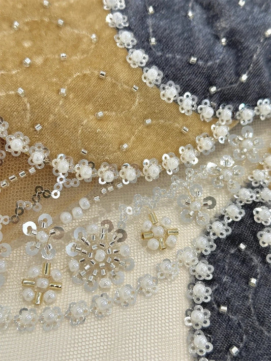 Customized Luxury Retro Trend Sheath Strapless Geometric Pattern Beaded Sequins Pearls Mesh Midi Evening Prom Formal Party Dress