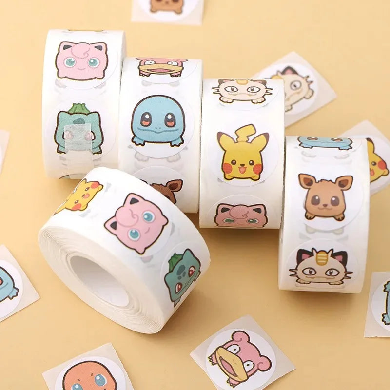 500pcs Cartoon Pokemon Stickers Kawaii Anime Round Seal Diy Laptop Decals Stikers Cute Book Children Reward Kids Toy Gift SS69