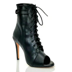 Women's Black Peep-Toe High Heel Stilettos Size 46 New Fashion Brand Party Boots for Ballroom Latin Jazz Dance Sexy Party Shoes SS69