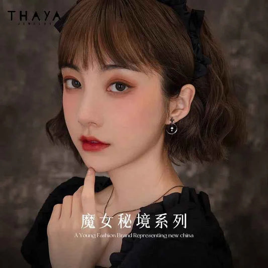 Thaya Original Design Star and Moon Earrings S925 Silver Needle Studs Earring For Women Vintage Earring Fashion Crystal Jewelry