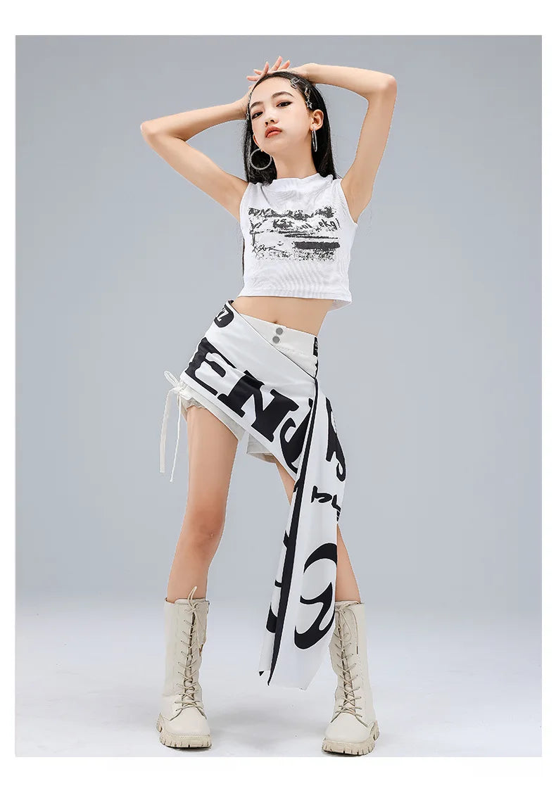 Girls K-Pop Street Dance Crop Top & Hot Pants Set
