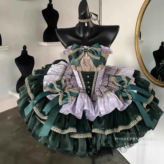 The Little Mermaid's Tears Younger Girls Party Wedding Dress Handmade Wedding Costume for Girls Lolita Girls Bridesmaid Dress