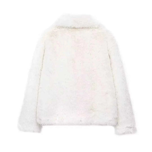 MUJER Faux Fur Coat Plush Fluffy Women's Jacket 2025 Woman Autumn Winter New in Outerwears White Red Gray Black Blends Coats