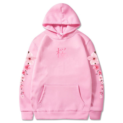 Japanese Blossom Sakura Graphic Hoodies Long Sleeve Winter Hooded Sweatshirts Casual Women/Men Comfortable Pullovers with Pocket SS69