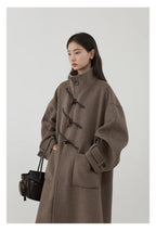 CHIC VEN Women's Wool Blend Turtleneck Long Coat with Button Detail