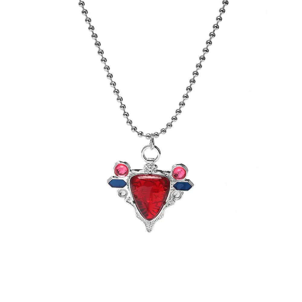 JoJo Bizarre Adventure Necklace Anime Joseph Joestar Necklaces Woman Fashion Red Ruby Stone Heart Necklace Cosplay Collier