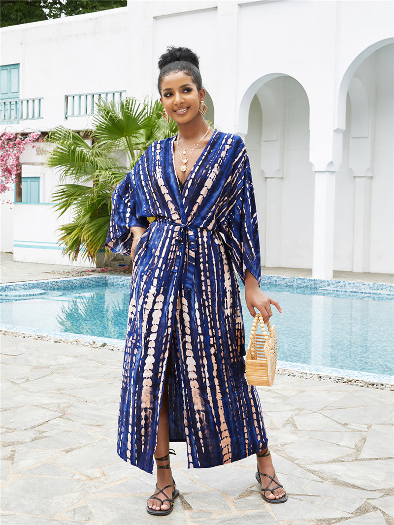 Tie Dye Kimono Swimsuit Cover-Up for Women - Flowy Rayon Beach Dress
