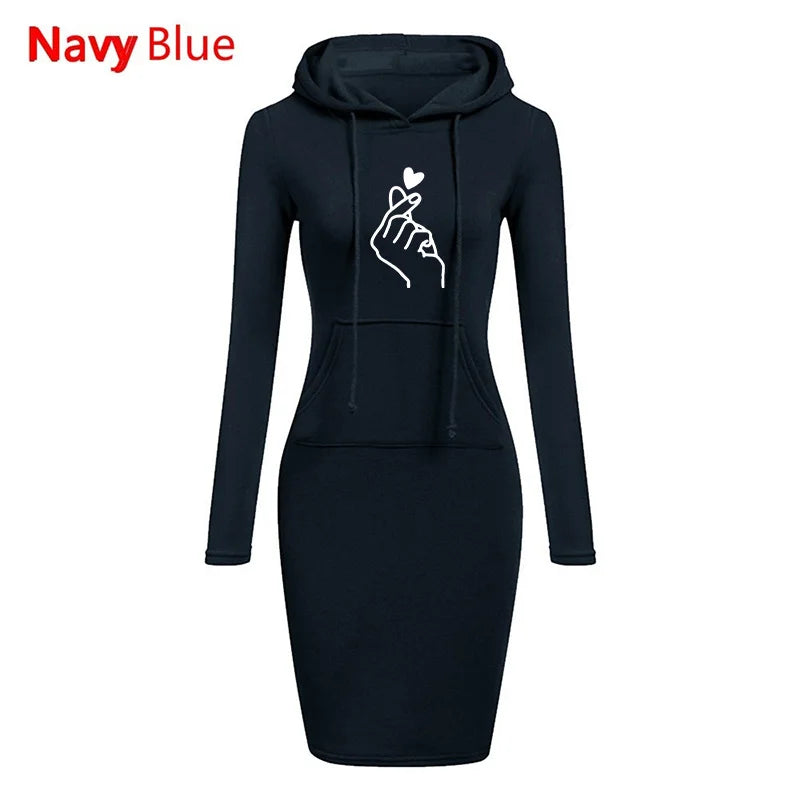 Ladies Dress Autumn Women Hooded Dresses Hoodies Women Sweatshirts Women Hoodies Dress Tops Ladies Clothing