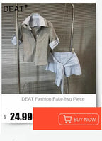 DEAT Women's Mesh Splicing T-Shirt & Denim Shorts Set
