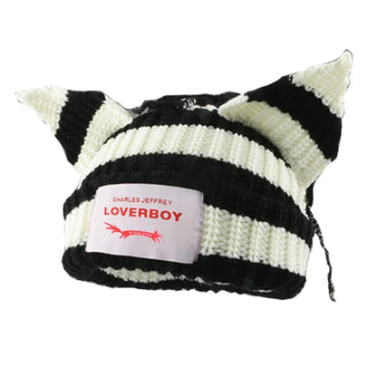 Long fox Ears Knitted Hat Men Women Rabbit Ear Warm Crochet Beanies Kpop Hip Hop Hat Winter Skullies Cap Y2k Christmas Gifty