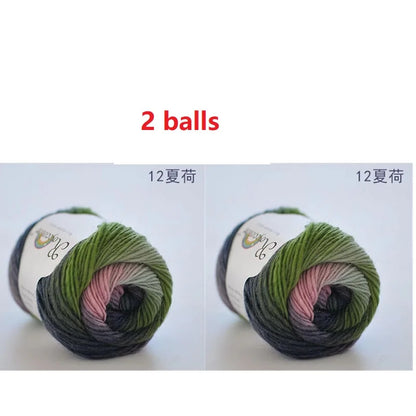 100% Wool Yarn Rainbow Color for Hand Knitting Crochet Plush Thickness Lanas Thread DIY Soft Scarf Shawl Sweater Free Shipping