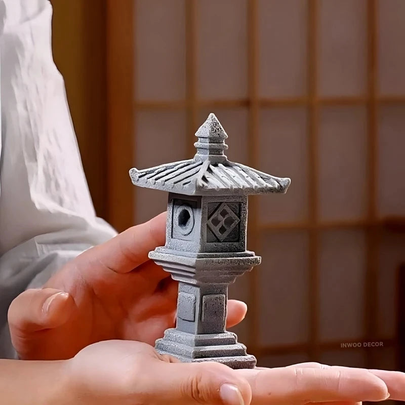 Miniature Sandstone Zen Tower for Bonsai Garden & Fish Tank