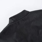 Punk Faux Leather Cropped Jacket with Rivets - Women's Streetwear