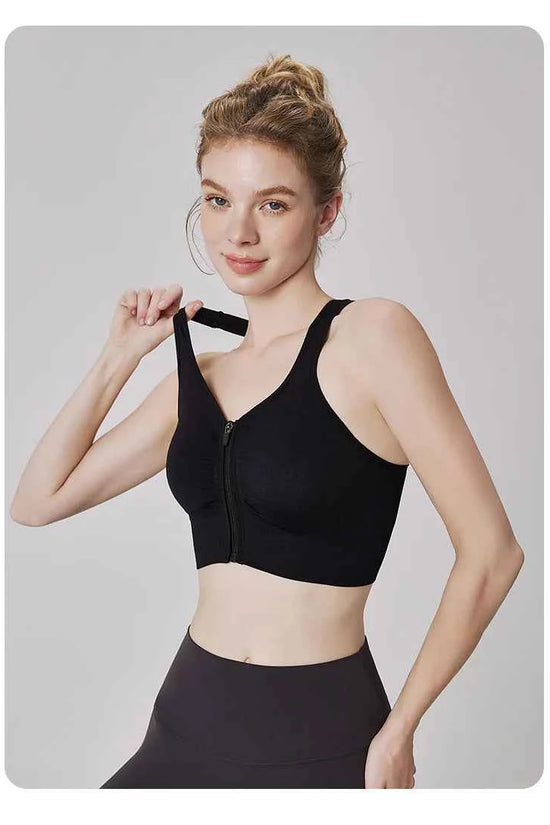 CZGUKE Women's zipper sports bra vest plus size shock resistant bra women's yoga running fitness bra women's underwear