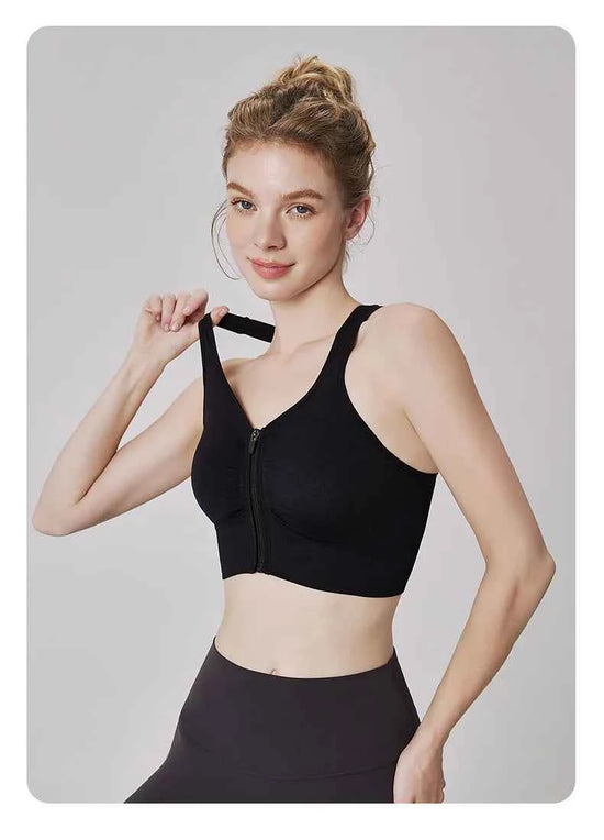 CZGUKE Women's zipper sports bra vest plus size shock resistant bra women's yoga running fitness bra women's underwear