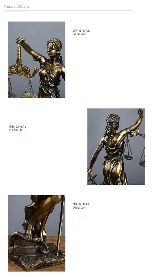 Themis Goddess of Justice Resin Statue Antique Style Home Office Decor