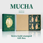 1 Set of 4 Mucha Four Flower Illustration Art Bookmark Gift Box, Literary Retro, Brass Chain Decorative Painting, Holiday Gift