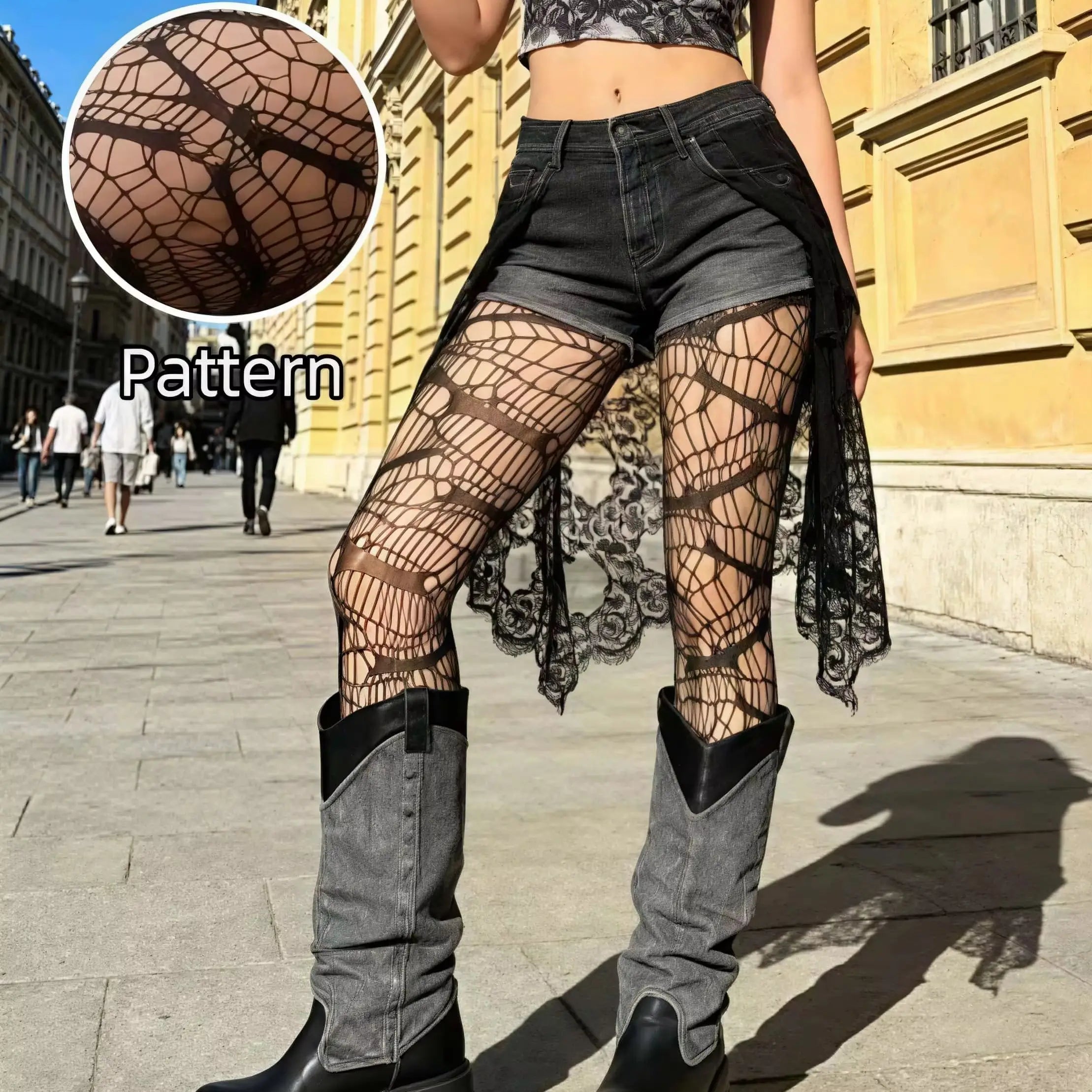 Women's bat pattern mesh socks high elasticity comfortable sexy hot girl trendy leggings for outdoor party street casual wear