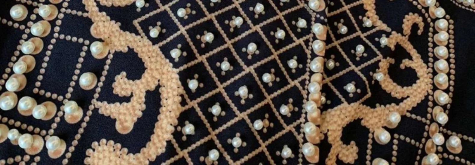 Pearl Embroidery Female Jacket, Full Sleeve Slim Jackets, V Neck, Hidden Button Print Suit, Large Size, Fall Fashion SS69