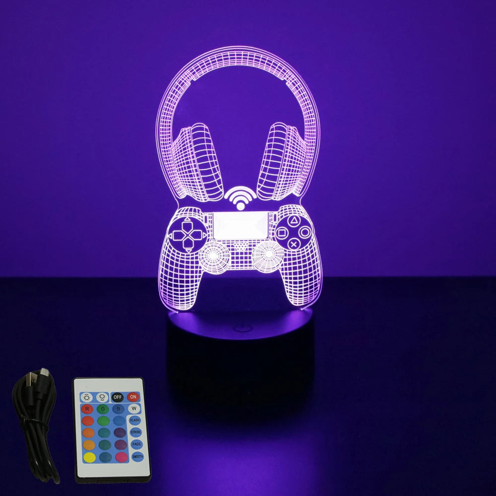 NEON GAMER 3D Lamp LED Night Light Gaming Setup RGB Children's Lamps Gamer Room Decoration Bedroom Table Lamp Personalized Gifts SS69 13.69 B16-Gaming 01