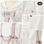 Japanese Liz Mine Mass-Produced Sailor Collar Ribbon Bow Sweet Hoodies Women Autumn Preppy Style Y2K Cute Oversized Sweatshirt