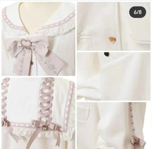Japanese Liz Mine Mass-Produced Sailor Collar Ribbon Bow Sweet Hoodies Women Autumn Preppy Style Y2K Cute Oversized Sweatshirt