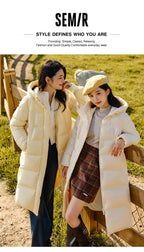Semir Women's Long Hooded Down Jacket - 90% Duck Down